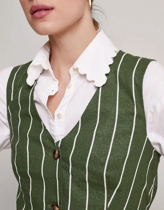 Women Susan Stripe Waistcoat Green Monsoon Tops and Blouses