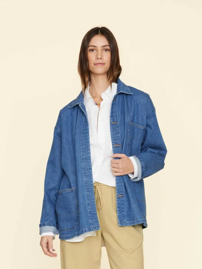 Women Sweaters and Jackets Xirena Deep Indigo Stanford Denim Jacket