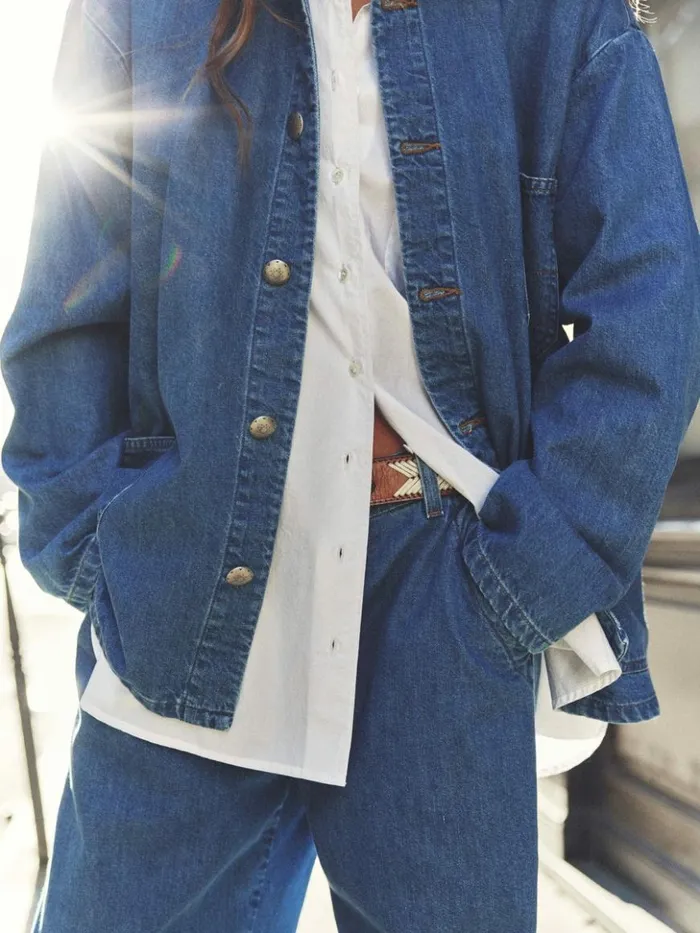 Women Sweaters and Jackets Xirena Deep Indigo Stanford Denim Jacket