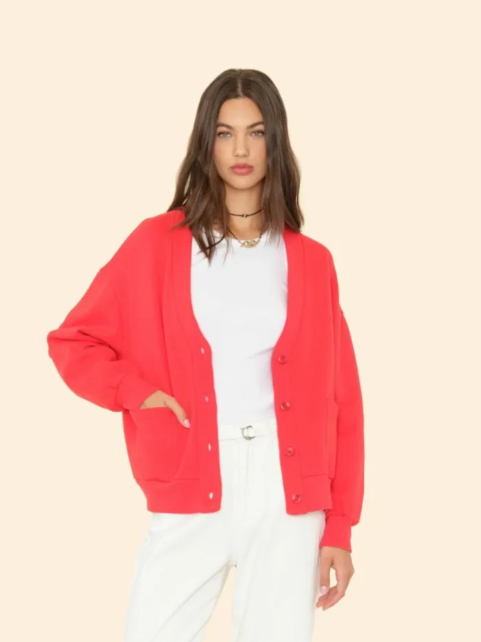 Women Sweats and Tees Xirena Jetty Red Benny Cardigan