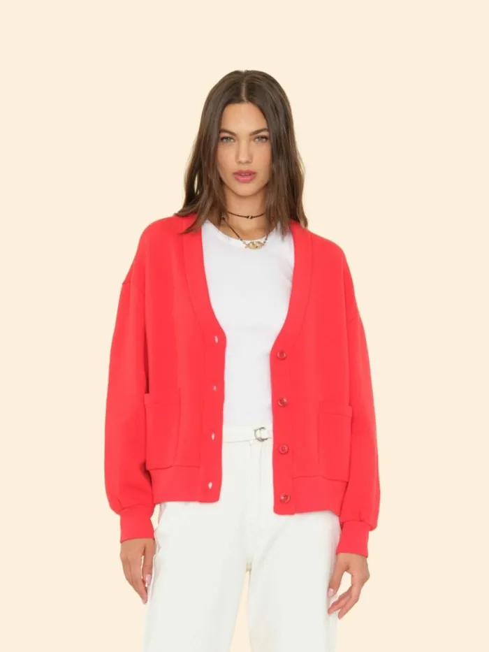 Women Sweats and Tees Xirena Jetty Red Benny Cardigan