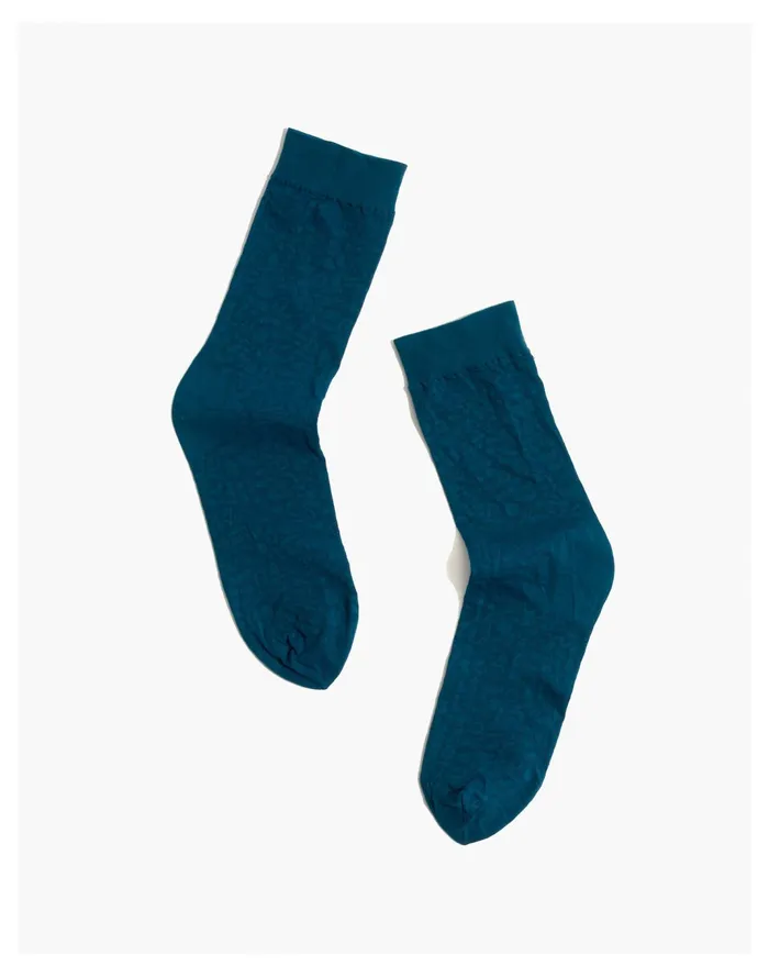Women Swedish Stockings Emma Leopard Socks Blue Madewell Socks