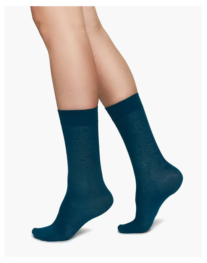 Women Swedish Stockings Emma Leopard Socks Blue Madewell Socks Women Swedish Stockings Emma Leopard Socks Blue Madewell Socks