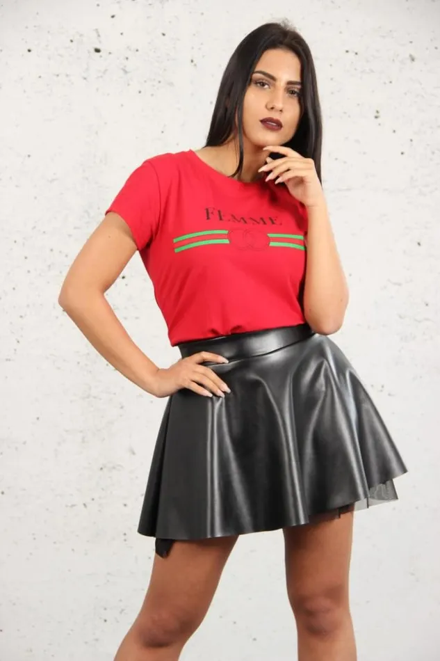 Women TShirt 034Femme034 Red Brentiny Paris TShirts