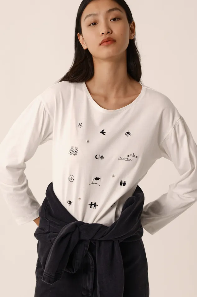 Women TShirt Janana Ecru TShirt Coton Blanc Des Petits Hauts TShirts and Sweatshirts