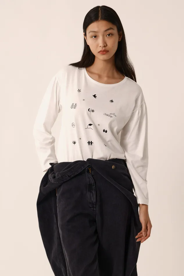 Women TShirt Janana Ecru TShirt Coton Blanc Des Petits Hauts TShirts and Sweatshirts