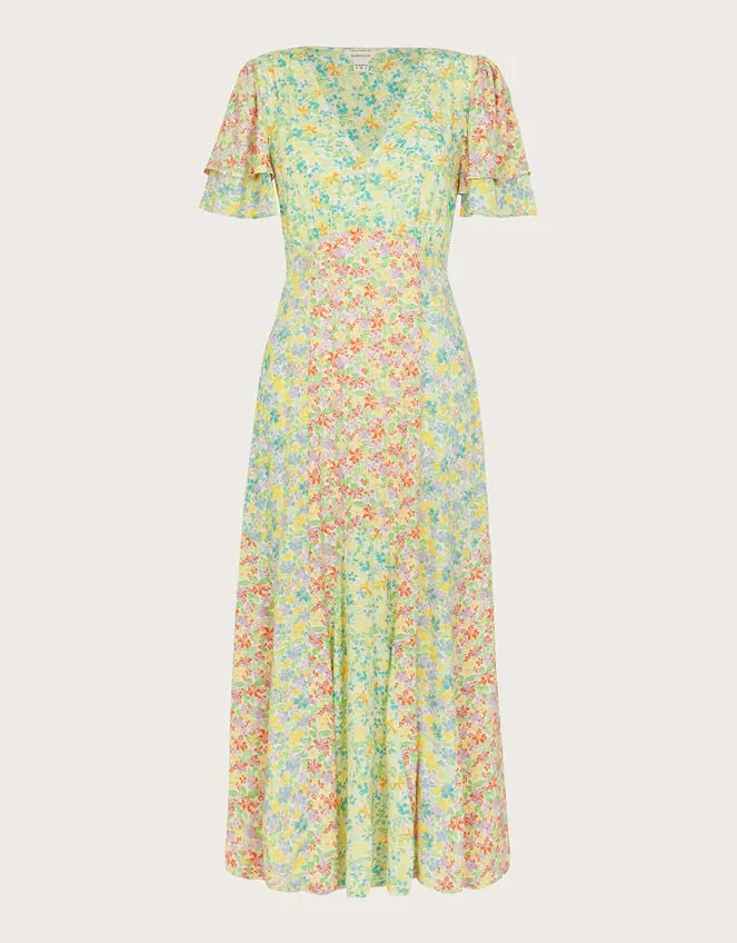 Women Tatum Floral Tea Dress Orange Monsoon Dresses