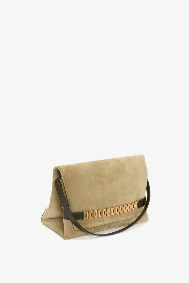 Women The Chain Pouch Victoria Beckham Chain Pouch With Strap In Lichen Green Suede