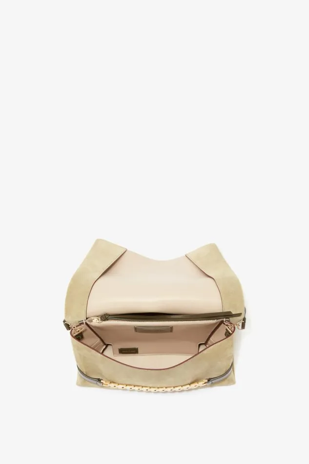 Women The Chain Pouch Victoria Beckham Chain Pouch With Strap In Lichen Green Suede