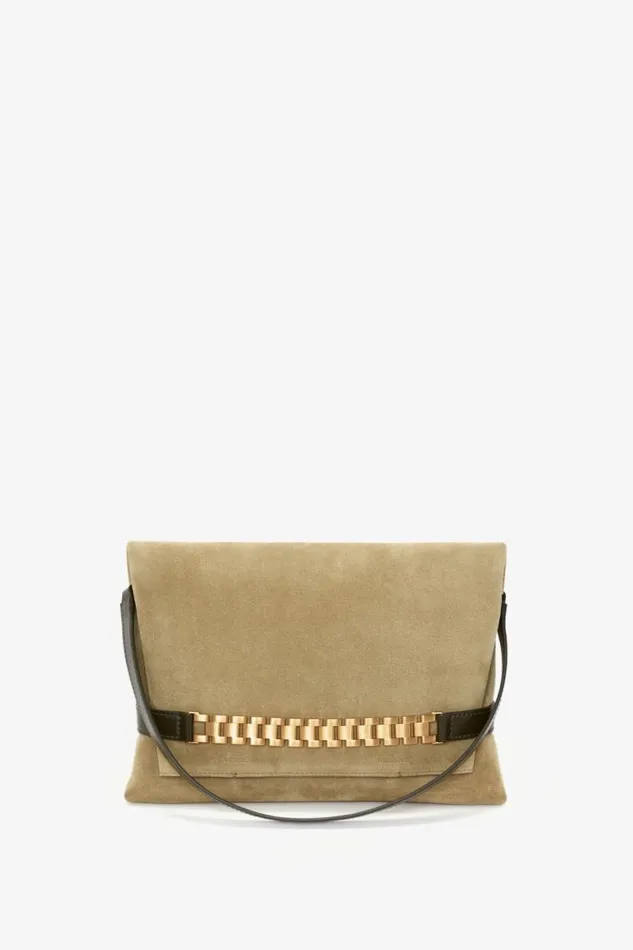 Women The Chain Pouch Victoria Beckham Chain Pouch With Strap In Lichen Green Suede