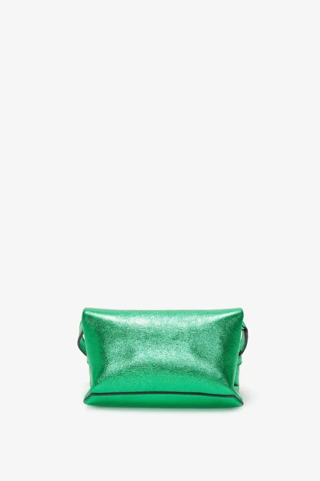 Women The Chain Pouch Victoria Beckham Mini Chain Pouch In Metallic Green Leather