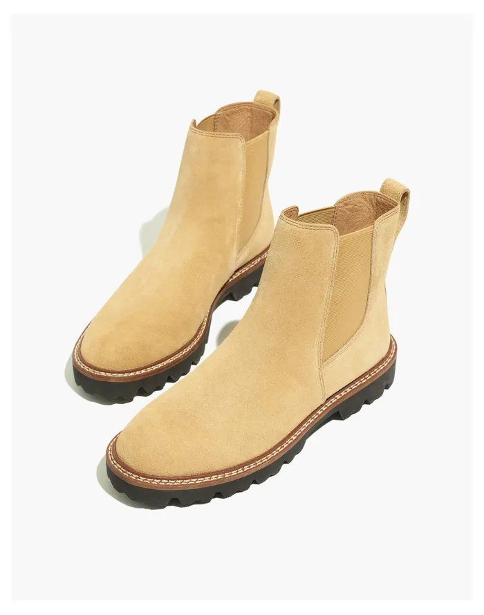 Women The Citywalk Lugsole Chelsea Boot In Suede Earthen Sand Madewell Boots Women The Citywalk Lugsole Chelsea Boot In Suede Earthen Sand Madewell Boots