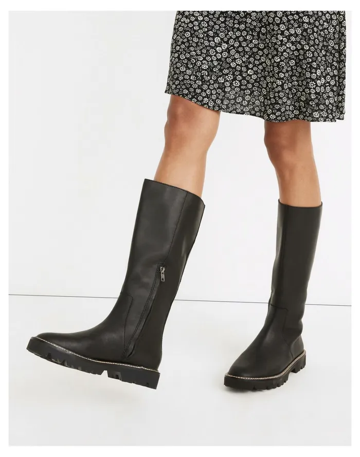 Women The Citywalk Lugsole Tall Boot In Leather True Black Madewell Boots Women The Citywalk Lugsole Tall Boot In Leather True Black Madewell Boots