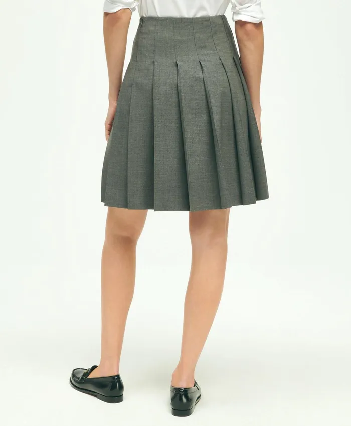 Women The Essential Brooks Brothers Stretch Pleated Skirt Dark Grey Brooks Brothers Pants and Skirts