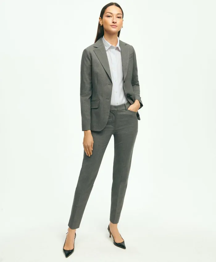 Women The Essential Brooks Brothers Stretch Wool Jacket Dark Grey Brooks Brothers Blazers