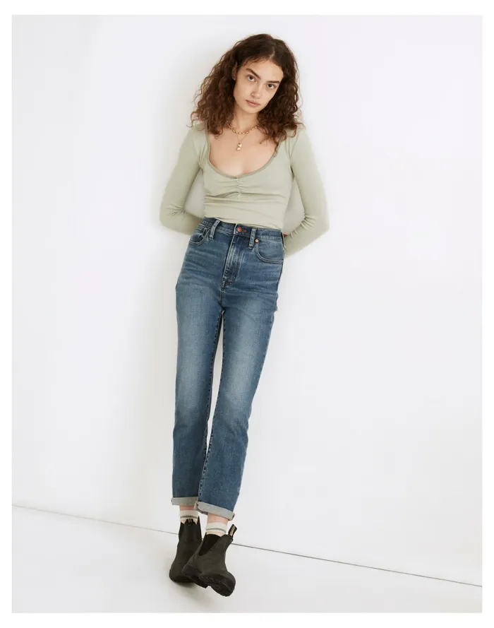 Women The High Rise Slim Boyjean In Carroll Wash Carroll Wash Madewell Jeans