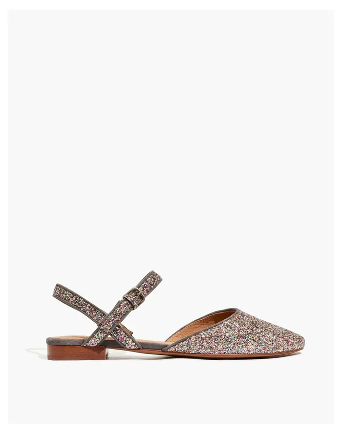 Women The Jeanne Slingback Flat In Glitter Twilight Multi Madewell Flats Women The Jeanne Slingback Flat In Glitter Twilight Multi Madewell Flats