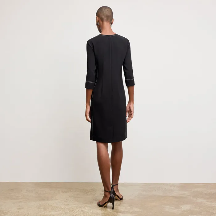 Women The Lancia Travel Dress 8211 Everyday Crepe with Topstitch Black With Topstitch Dresses M M LaFleur