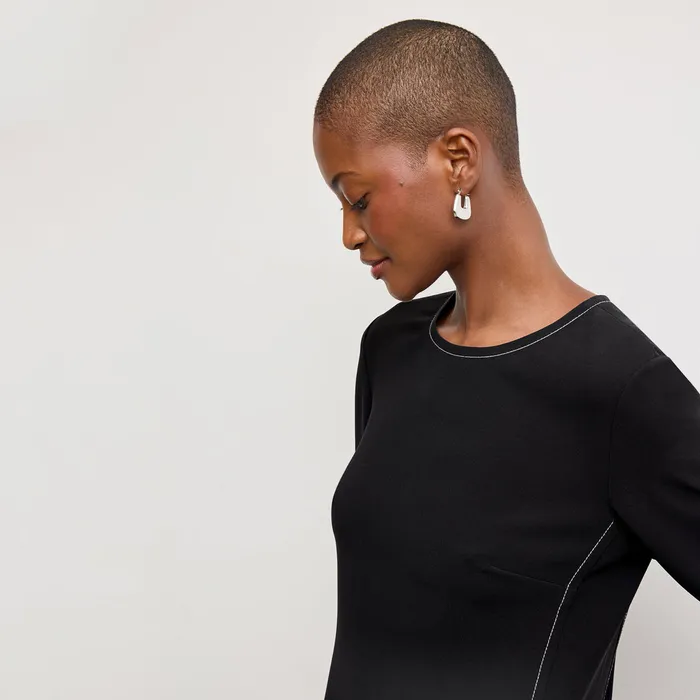 Women The Lancia Travel Dress 8211 Everyday Crepe with Topstitch Black With Topstitch Dresses M M LaFleur