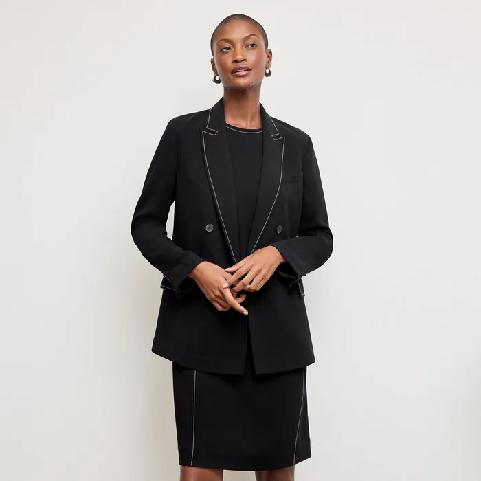 Women The Lancia Travel Dress 8211 Everyday Crepe with Topstitch Black With Topstitch Dresses M M LaFleur