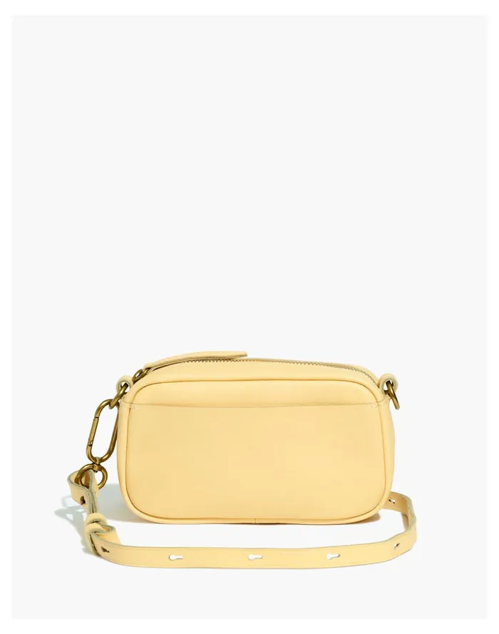 Women The Leather Carabiner Mini Crossbody Bag Light Straw Madewell Crossbody Bags