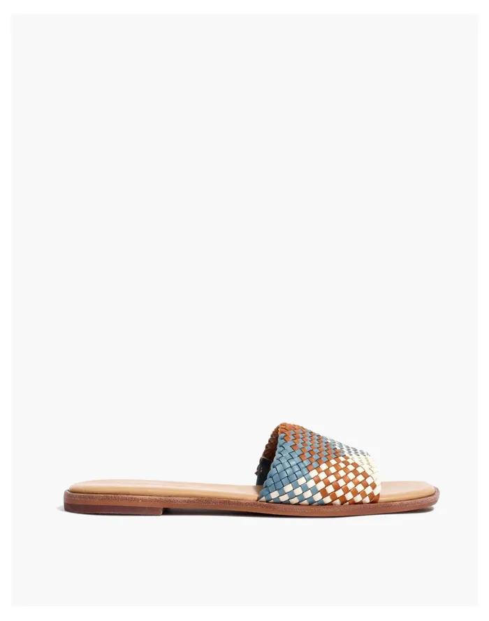 Women The Lianne Slide In Woven Leather Wood Multi Madewell Sandals Women The Lianne Slide In Woven Leather Wood Multi Madewell Sandals