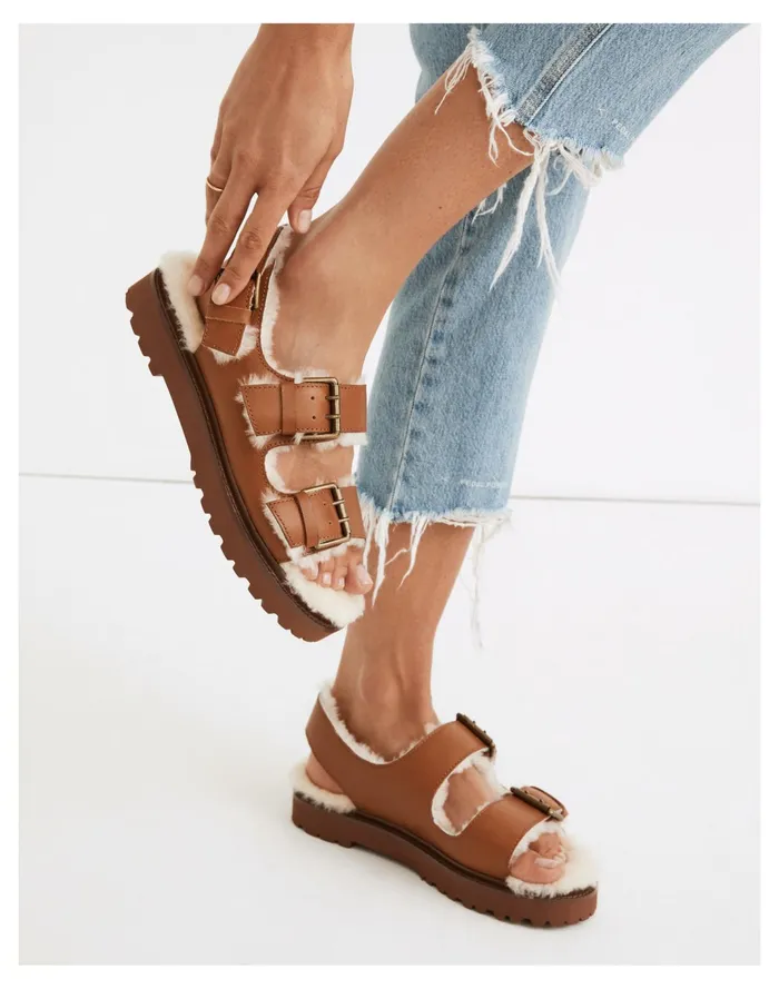 Women The Shearling Lined Madelyn Sandal Golden Pecan Madewell Sandals Women The Shearling Lined Madelyn Sandal Golden Pecan Madewell Sandals