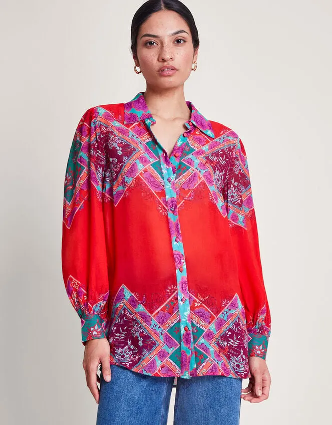 Women Tiffany Print Blouse Red Monsoon Occasionwear