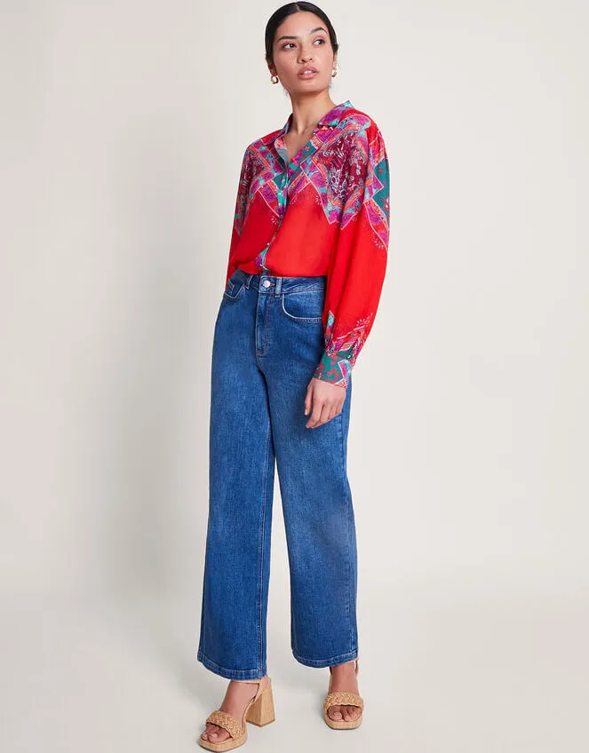 Women Tiffany Print Blouse Red Monsoon Occasionwear