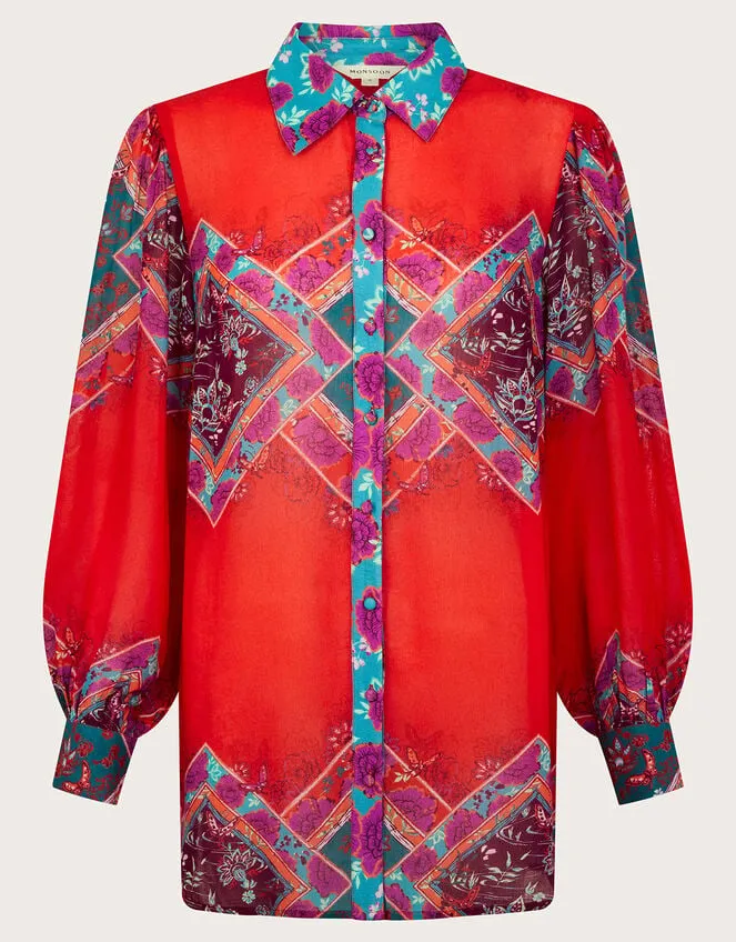 Women Tiffany Print Blouse Red Monsoon Occasionwear