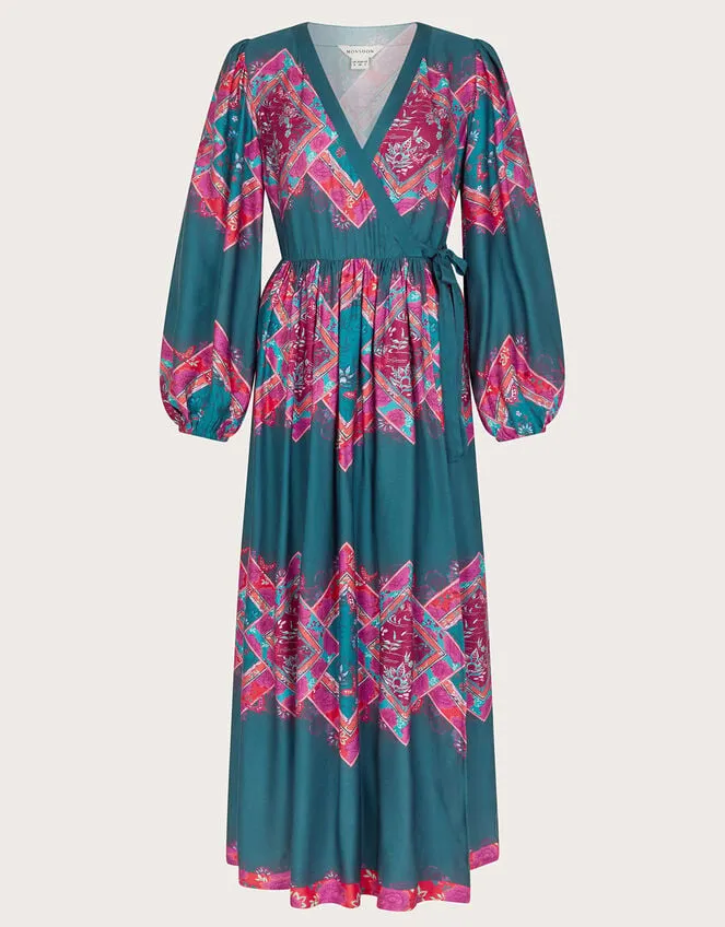 Women Tiffany Wrap Dress Blue Monsoon Occasionwear