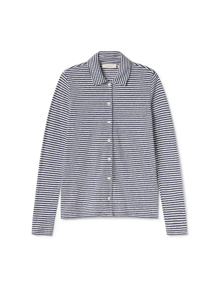 Women Tokunoshima 8211 Navy Stripes TWOTHIRDS Shirts