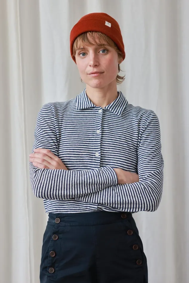 Women Tokunoshima 8211 Navy Stripes TWOTHIRDS Shirts