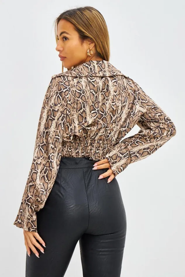 Women Top Court Nou Imprim Python Beige Beige Brentiny Paris Top And Tank Tops Women Top Court Nou Imprim Python Beige Beige Brentiny Paris Top And Tank Tops