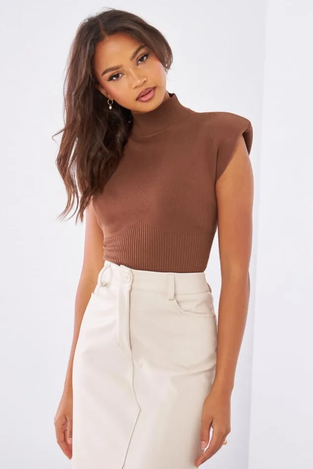 Women Top Marron paulettes Brown Brentiny Paris Crop Tops