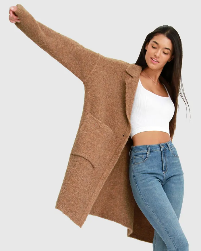 Women Tops Belle and Bloom Days Go By Sustainable Blazer Cardigan 8211 Camel