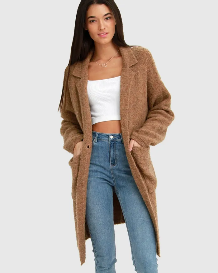 Women Tops Belle and Bloom Days Go By Sustainable Blazer Cardigan 8211 Camel