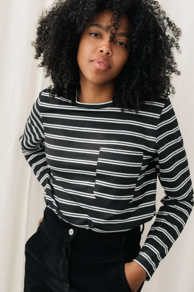 Women Tops Women 8211 Kilkeel 8211 Black and White Stripes TWOTHIRDS Tops