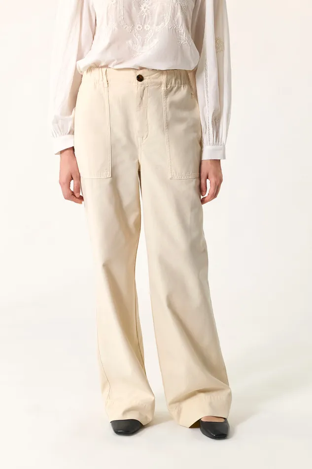 Women Trousers Elaia Ecru Pantalon Lyocell cru Des Petits Hauts Trousers and Jumpsuits