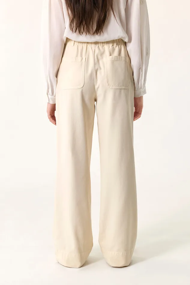Women Trousers Elaia Ecru Pantalon Lyocell cru Des Petits Hauts Trousers and Jumpsuits
