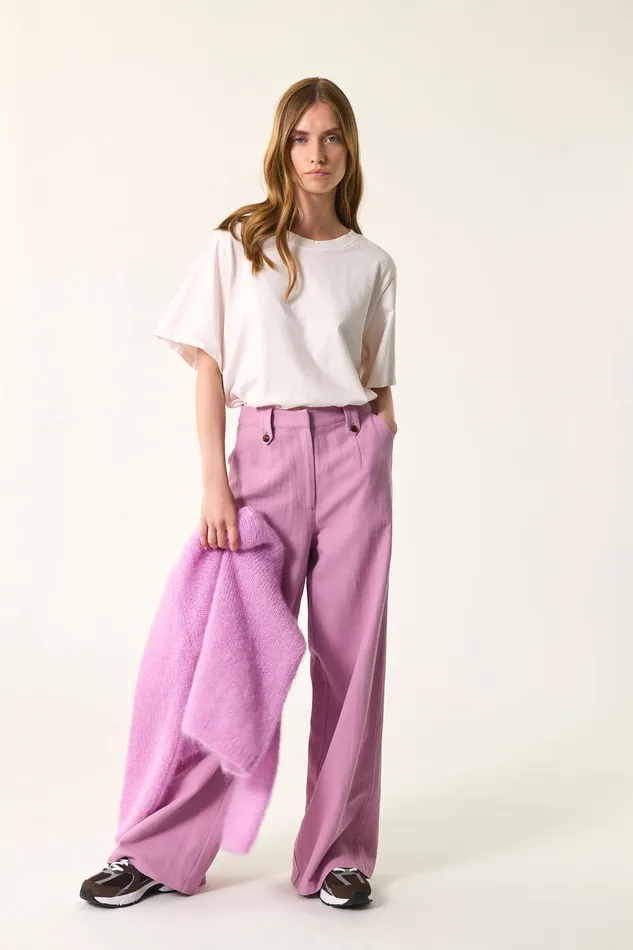 Women Trousers Elito Blossom Pantalon Coton Rose Mauve Des Petits Hauts Trousers and Jumpsuits