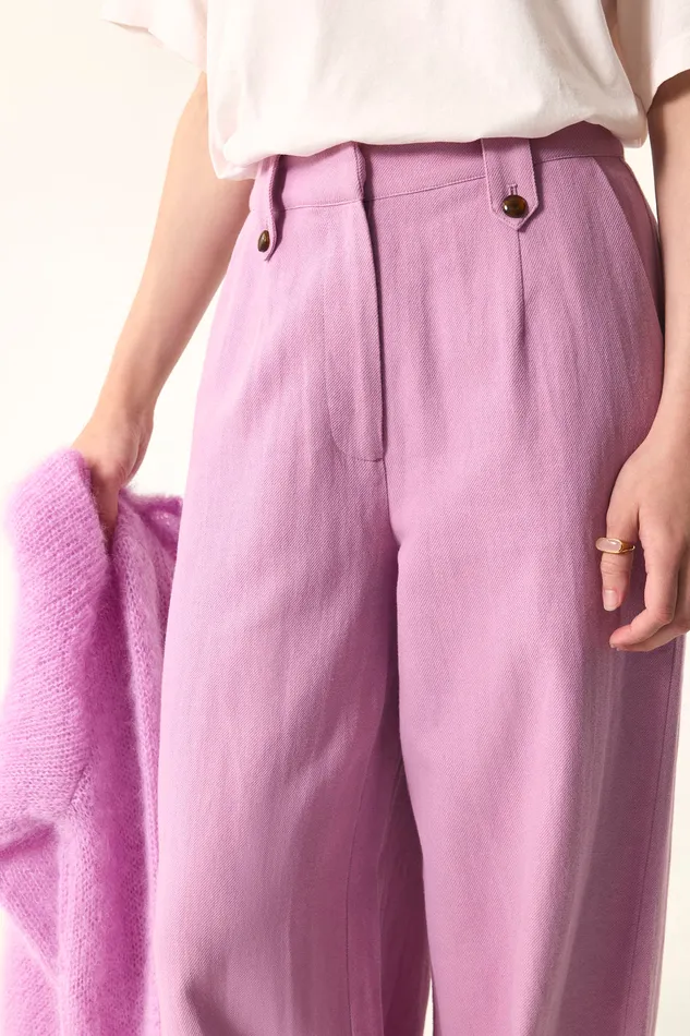 Women Trousers Elito Blossom Pantalon Coton Rose Mauve Des Petits Hauts Trousers and Jumpsuits