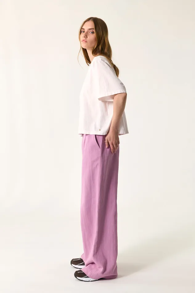 Women Trousers Elito Blossom Pantalon Coton Rose Mauve Des Petits Hauts Trousers and Jumpsuits
