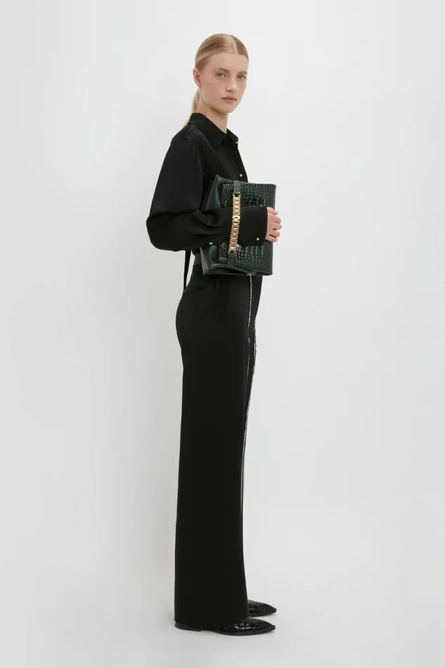 Women Trousers Victoria Beckham Straight Leg Deconstructed Trouser In Black