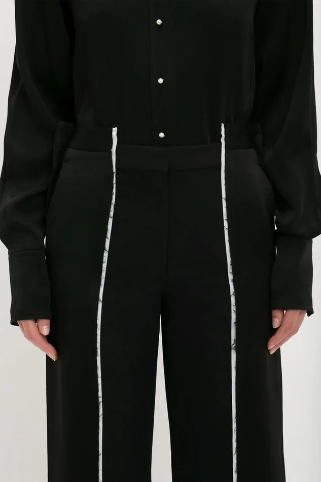 Women Trousers Victoria Beckham Straight Leg Deconstructed Trouser In Black