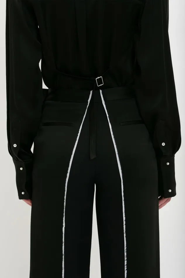 Women Trousers Victoria Beckham Straight Leg Deconstructed Trouser In Black