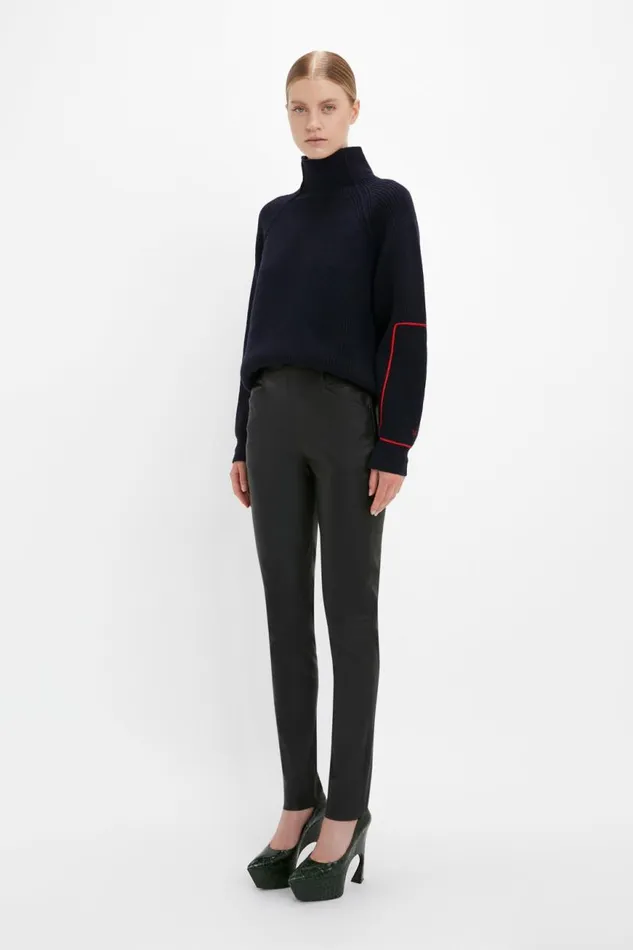 Women Trousers Victoria Beckham Stretch Leather Legging In Black