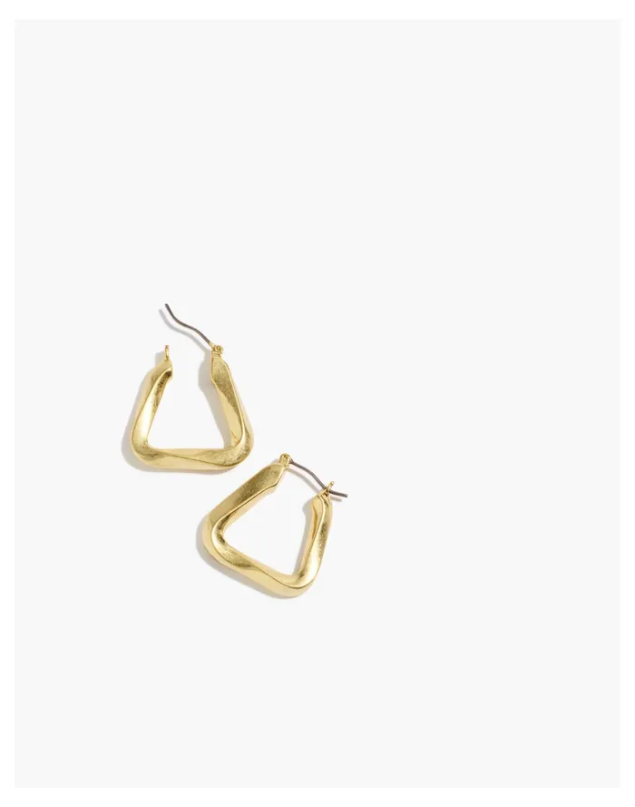 Women Twisted Triangle Hoop Earrings Vintage Gold Madewell Earrings