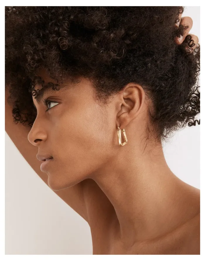 Women Twisted Triangle Hoop Earrings Vintage Gold Madewell Earrings Women Twisted Triangle Hoop Earrings Vintage Gold Madewell Earrings