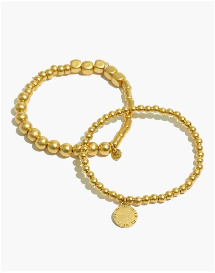 Women Two Pack Beaded Bracelets Vintage Gold Madewell Bracelets